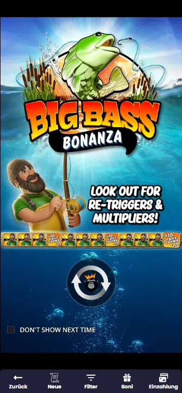 Einsatz und Autoplay in der Big Bass Bonanza App einstellen